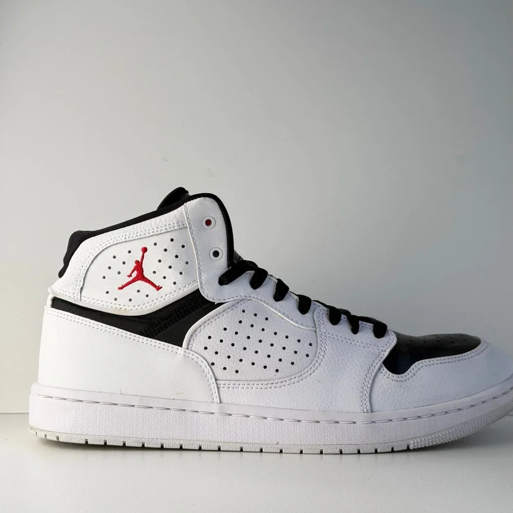 Jordan Access Basketball Shoes Mens 10 White Black Red Mid Top Retro Sneakers